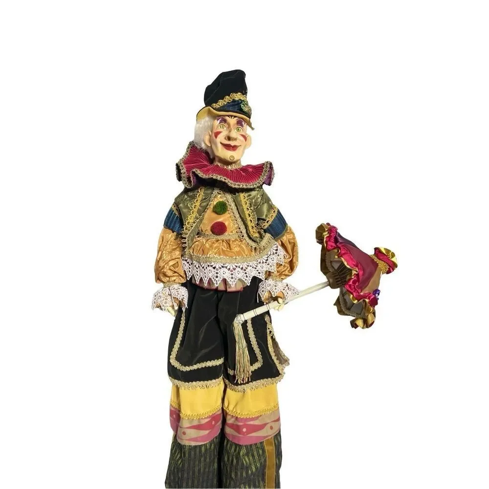 Retired Katherine’s Collection “Stiltz” 47” Jester Clown Figure w/ COA & Origina